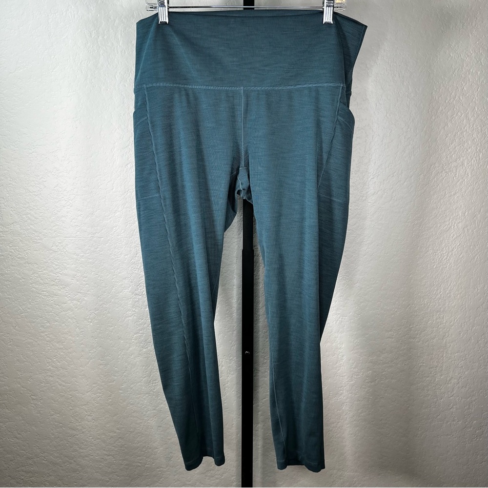 Prana Becksa 7/8 Ribbed Teal Leggings Yoga Workout Pants Size 2X